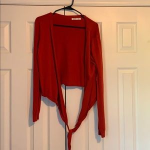 Burnt orangey red wrap sweater